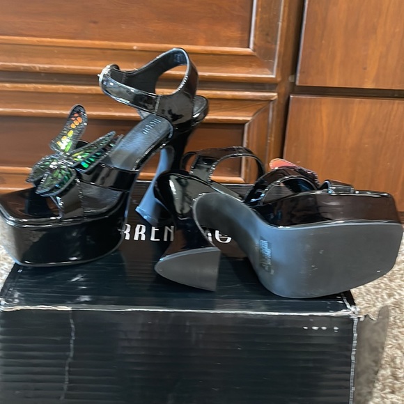 Patent Leather Platform Butterfly Heels 